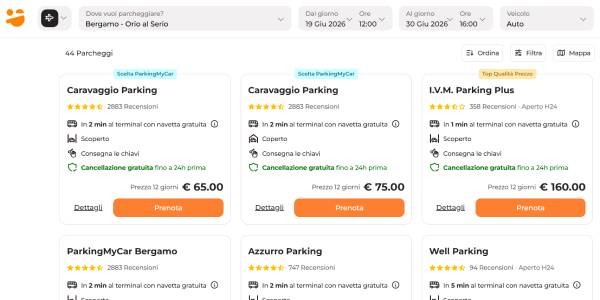 Confronta parcheggi Orio al Serio